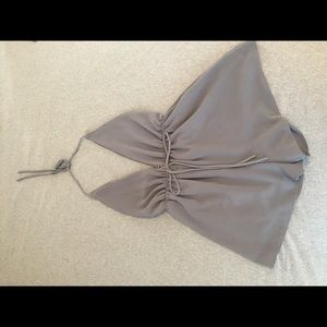 Detailed plunge halter romper